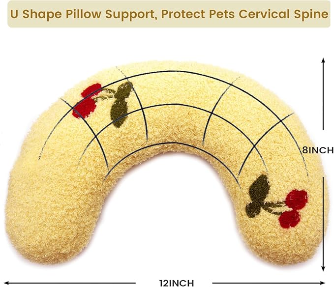 Cutated Dog Calming Pillow Dog Neck Pillow Cat Pillow for Indoor Small Pet Dogs and Cats (Yellow)