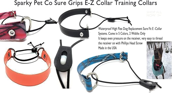 Sparky Pet Co - ECollar Replacement Strap - Bungee Dog Collar - Waterproof - Adjustable - Secure Nexus Wheel Lock - for Electronic Training & Invisible Fence Systems - 3/4" (Neon Orange)