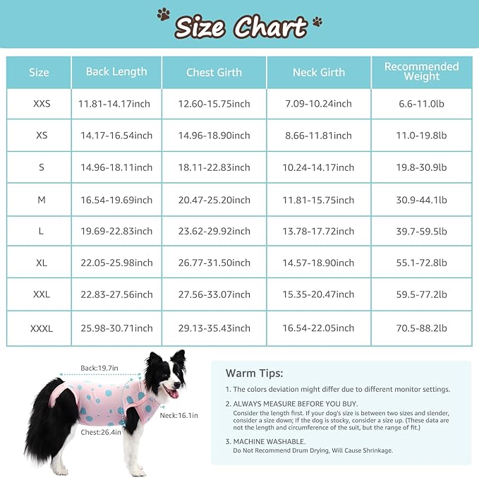 Dog Recovery Suit, Professional Dog Surgery Suit Post Spay, Neuter, Abdominal Surgical Suit for Male Female Dogs Can Pee, Prevent Licking Soft Breathable Cotton Covers Wound (Pink, Large)