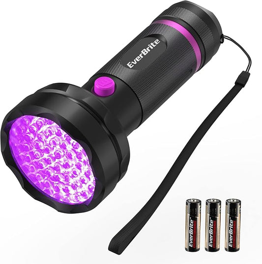 EverBrite UV Flashlight, 68 LED Blacklight Flashlights, 395nm Black Light Flashlight for Pet Urine Detection, Carpet, Scorpions and Bed Bug, Batteries Included