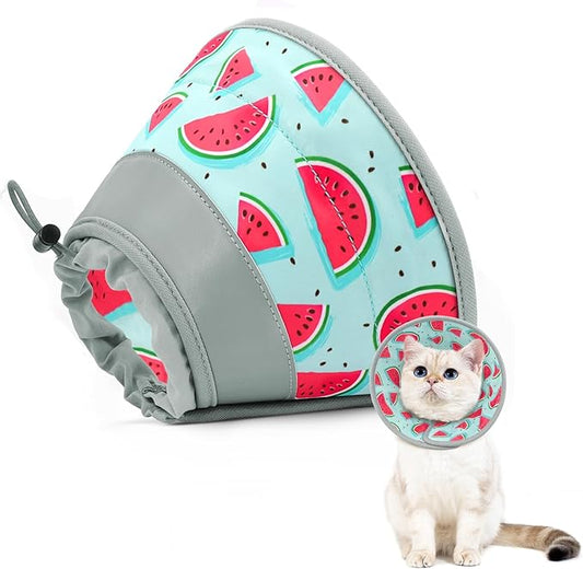 Cat Cone, Adjustable Cat Cone Collar Soft to Stop Licking, Foldable Cute Cat Cone Alternative, Water Resistant Neck Cone for Cats, Lightweight Cat Recovery E Collar for Cat Kitten（Blue, S-1