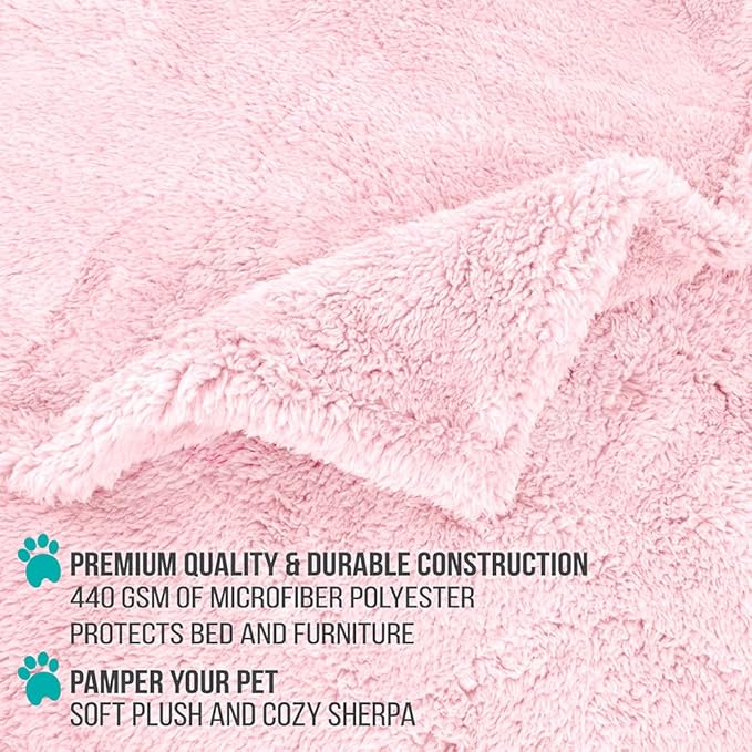 PetAmi Fluffy Waterproof Dog Blanket for Small Medium Dogs, Soft Warm Pet Sherpa Throw Pee Proof Couch Cover, Reversible Cat Puppy Bed Blanket Sofa Protector, Plush Washable Pad (Pink Blush, 24x32)