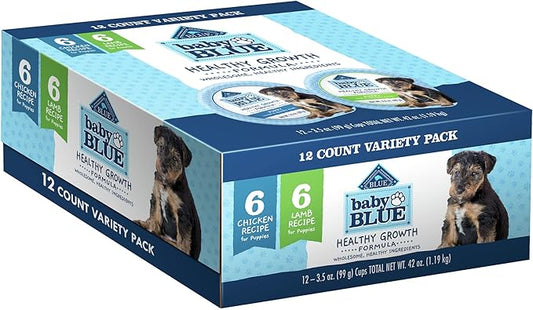 Blue Buffalo Baby Blue Natural Chicken, Lamb and Vegetable Recipe Variety Pack Wet Puppy Food, 3.5 oz, Count of 12