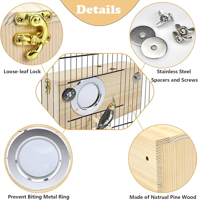 ShuRung Parakeet Nesting Box Cockatiel Nesting Box Bird Nest Bird Breeding Box House Wooden Acrylic Transparent Bird Box with Detachable Wooden Board for Lovebirds Cockatiel Budgie Conure Parrot