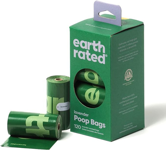 Earth Rated Dog Poop Bags, Guaranteed Leak Proof and Extra Thick Waste Bag Refill Rolls For Dogs, Lavender Scented, 120 Count