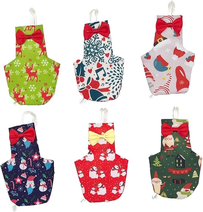 6 PCS Christmas Bird Diapers Flight Suite with Waterproof Inner Layer Cute Urine Wet Suit for Other Small Birds