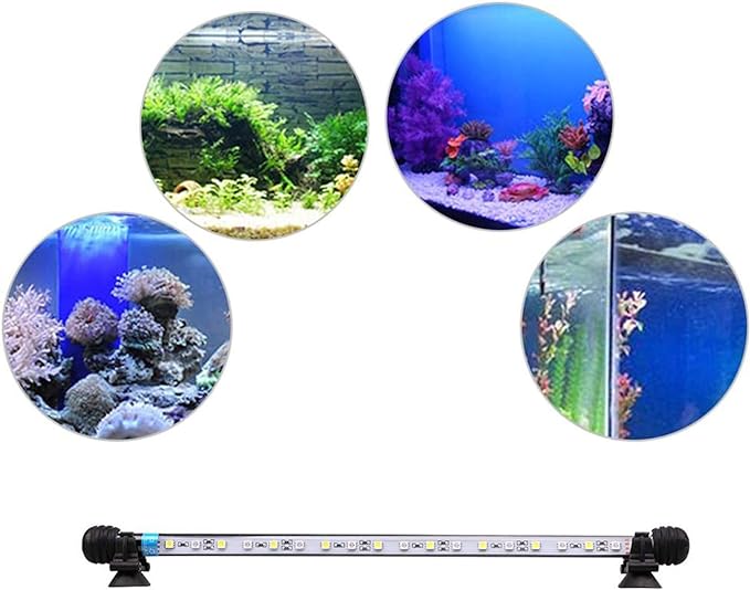 LED Aquarium Light, 7-44 Inch Waterproof Fish Light White with Blue, RGB Underwater Lamp Submersible LED Light for Fish Tank
