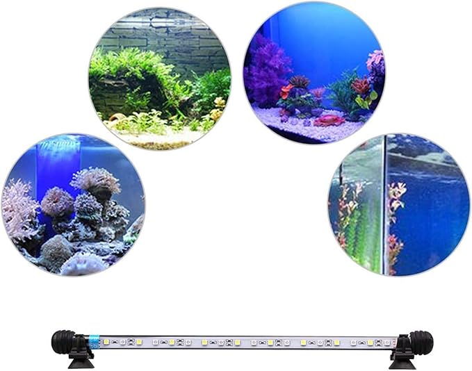 LED Aquarium Light, 7-44 Inch Waterproof Fish Light White with Blue, RGB Underwater Lamp Submersible LED Light for Fish Tank