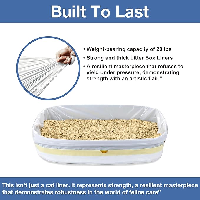 Cat Litter Box Liners - 30 Extra Large Strong & Thick Litter Liners For Mess-Free Cleanup - Jumbo Size - Conveniently Folded No More Tearing - Scratch-Resistant - Enjoy A Fresh Hygienic Environment