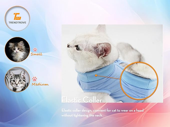 2PCS Cat Cone Collar and Cat Recovery Suit, Anti-Bite, Stop Licking Wounds, Adjustable Soft Elizabethan Cone, Cat Onesie for Female Cat After Surgery