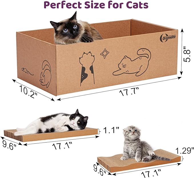 5 in 1 Cat Scratcher Cardboard,XL-Large Cat Scratch Pad,Cat Scratching Boards with Box for Medium to Large Cat Indoor Use Protecting Furniture Wall and Sofa