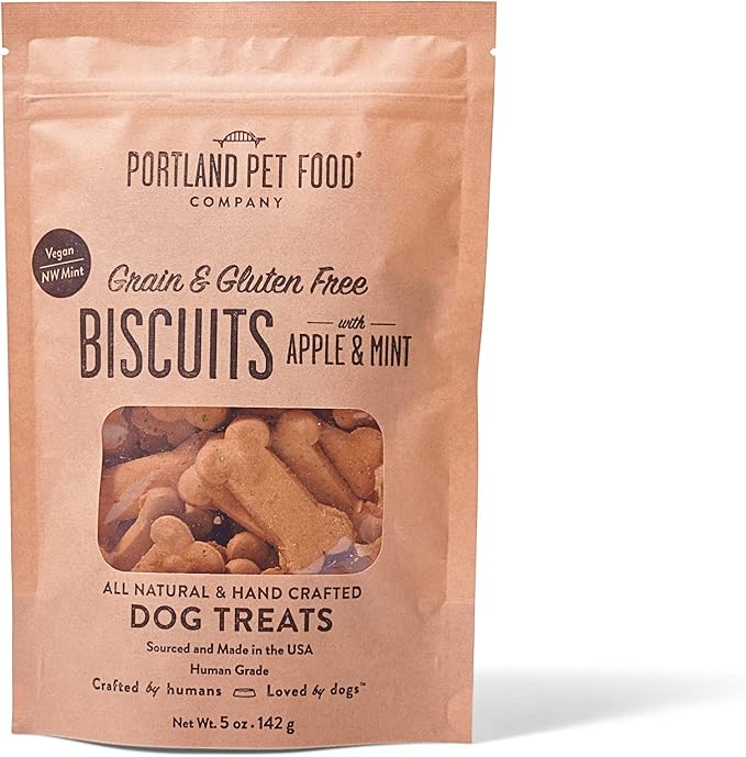 Portland Pet Food Company Apple & Mint Healthy Dog Treats - Grain-Free, Human-Grade, Apple Dog Treats - All Natural Dog Training Treats & Biscuits Made in the USA Only 1-Pack (5 oz)