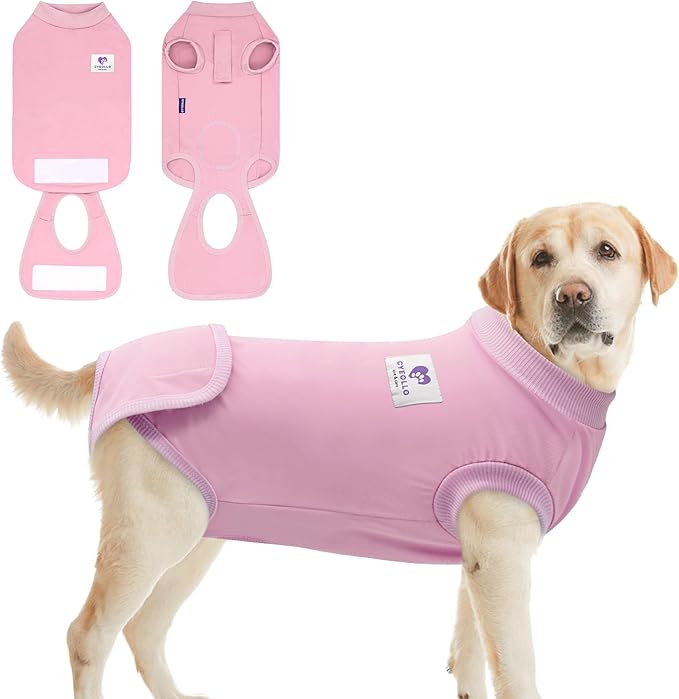 cyeollo Dog Surgery Recovery Suit Soft Breathable Female Male Pet Bodysuit for Spay, Neuter, Surgical Recovery Shirt for Small Medium Large Dogs, Pink, XXL