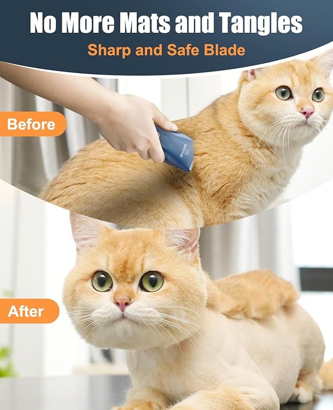 oneisall Pet Clipper for Cat Matted Hair, Pet Shaver for Cats Quiet Pet Hair Clippers Cordless Cat Clippers for Matted Hair Cat Clippers for Long Hair