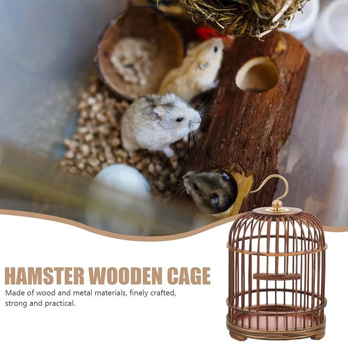 BESPORTBLE Pet Cage Round Birdcages Outdoor Decorative Bird Cage Wood Hamster Cage for Small Parakeet Cage Hanging Cage for Bird Wooden Bird Nest