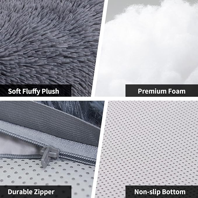 Dog Couch Bed 45In Extra Large Calming Dog Beds Sofa Protector Couch Beds for Large, Extra Dogs Fluffy Plush Dog Mats for Furniture Protector with Washable Cover (45x37x6, Gray)