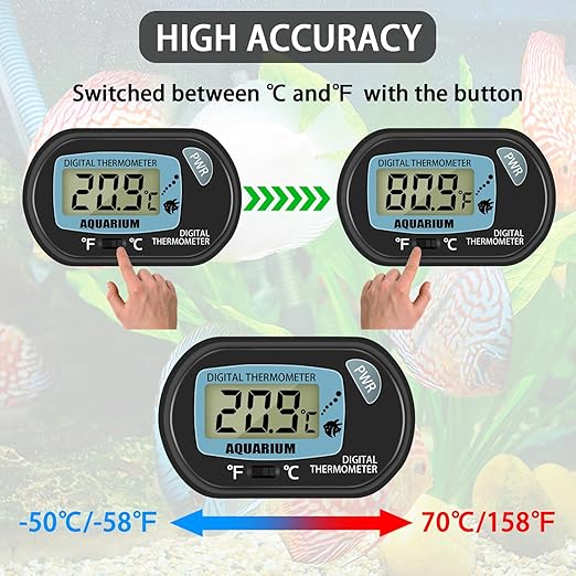 Aquarium Thermometer, Digital Water Thermometer with LCD Display, Fish Tank Thermometer, Reptile Thermometer for Terrarium Fish Tank (4)