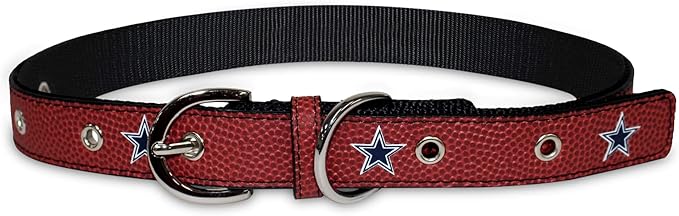 Pets First Tough Leather Pet Collar NFL Dallas Cowboys Premium Dog Collar, Limited Edition, Size Large. Best & Strongest Heavy-Duty Dog Collar!, Large (20-29"" Long & 1"" Wide) (DAL-3081-LG)