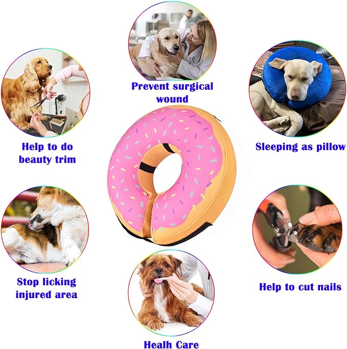 Katoggy Inflatable Dog Cone Collar for Dogs After Surgery, Soft Adjustable Blow up Donut Dog E-Collar for Small Medium Large Dog and Cats