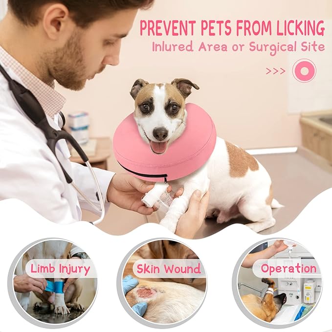 Supet Inflatable Dog Cone Collar for Small Dogs Puppies Cats, Soft Cone for Dogs Cats to Stop Licking, E Collar Dog Neck Donut Dog Cone Alternative After Surgery