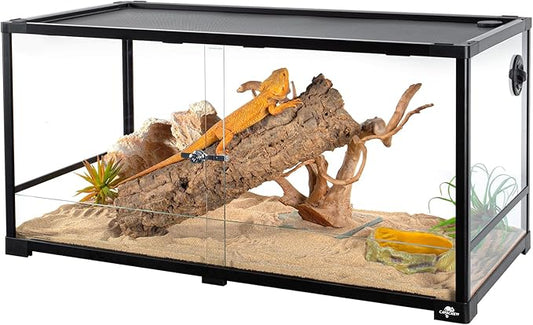 50 Gallon Reptile Tank, Glass Reptile Terrarium 36" x 18" x 18", Sliding Door, Top Ventilation, Cable Pass, Humidify Hole, Glass Reptile Cage Habitat for Bearded Dragon, Lizard, Snake, Gecko