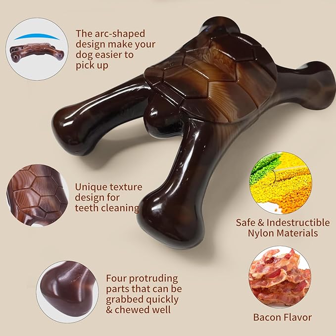 Dog Chew Toys for Aggressive Chewers, Heavy Duty Dog Toy, Real Bacon Flavored, Dog Toys for Aggressive Chewers, Dog Toys for Medium Large Dogs, Tough Dog Toys to Keep Them Busy