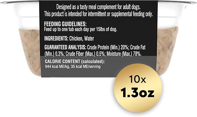 CESAR SIMPLY CRAFTED Adult Wet Dog Food Meal Topper, Chicken, (10) 1.3 oz. Tubs