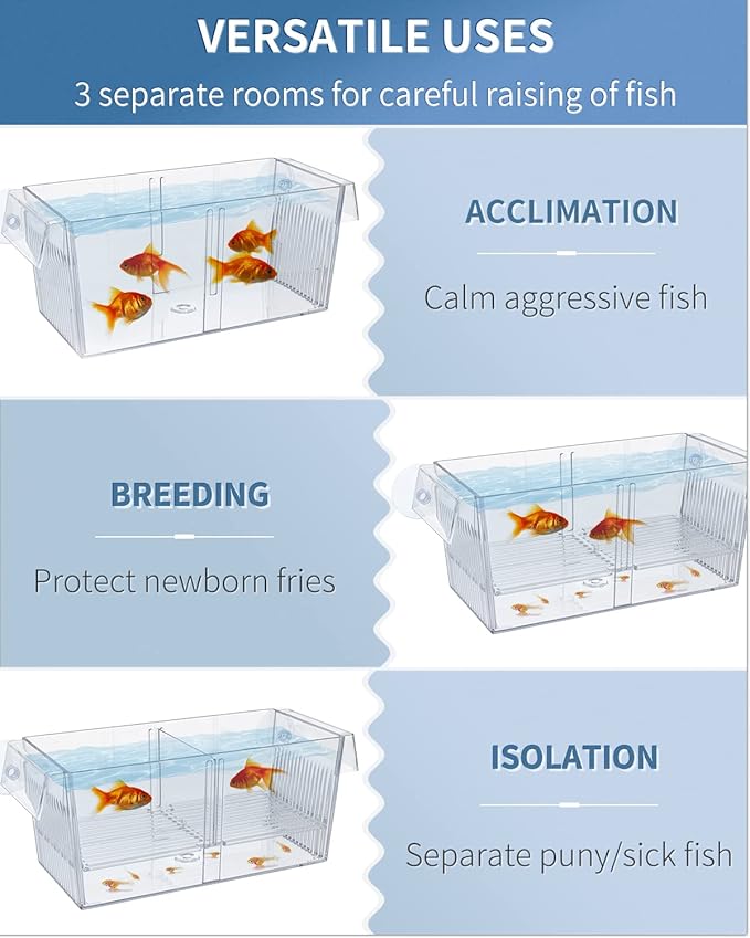 Pawfly Aquarium Fish Breeding Box Acrylic Hatchery Incubator Tank with Suction Cups Large Isolation Box for Baby Fish Shrimp Betta Guppy and Platy