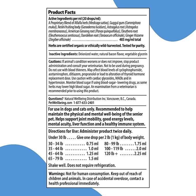 Pet Wellbeing Old Friend for Senior Cats - Vet-Formulated - Aging Immune System & Joint Mobility Support in Older Felines - Natural Herbal Supplement 2 oz (59 ml)