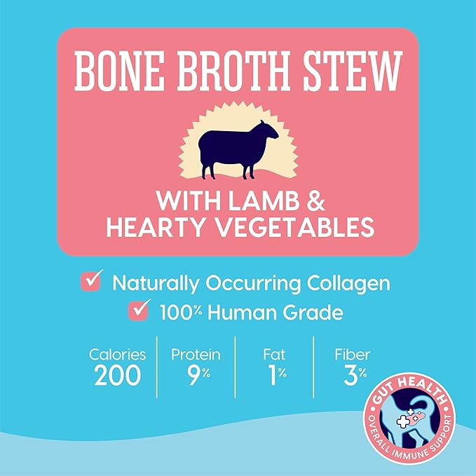 Solid Gold Bone Broth Stew - Dog Food Topper & Dog Treat Rich in Natural Collagen for Gut Health - Grain Free Formula Packed with Protein & Hearty Vegetables - Great for Picky Eaters - 6 Pack