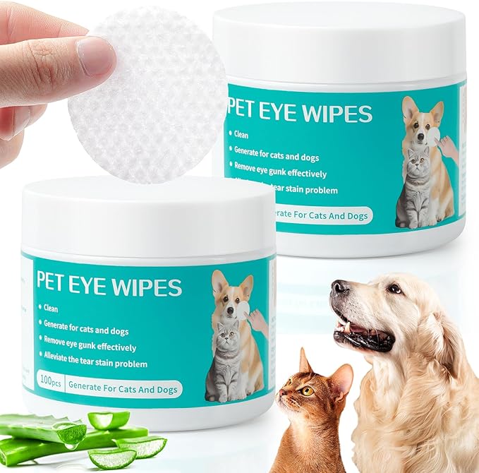 Dog Eye Wipes, 200Pcs Eye Wipes for Dogs & Cats Remove Tear Stain, Eye Debris, Mucus Secretions Discharge, Pet Gentle Care Supplies Disposable Cleaning Wipe for Eye