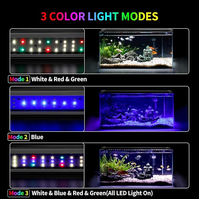 LED Aquarium Light, 24/7 Mode Fish Tank Light Full Spectrum Aquarium Plant Light, 22 W Aquarium Light Bar with Timer Extendable Bracket, Adjustable Brightness for 18-24 inch Fish Tank