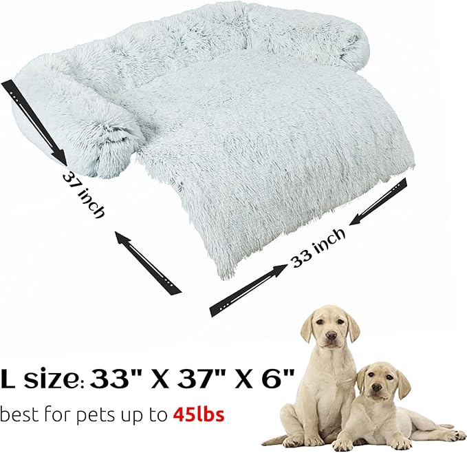 HACHIKITTY Dog Sofa Bed Mat Cover Soft Plush, Couch Cover for Dogs Dog Mat for Furniture Protector Pet Sofa Mat for Dogs, Dog Furniture Bed Sofa Cushion Washable Dogs Bed Mats (Large, Grey)