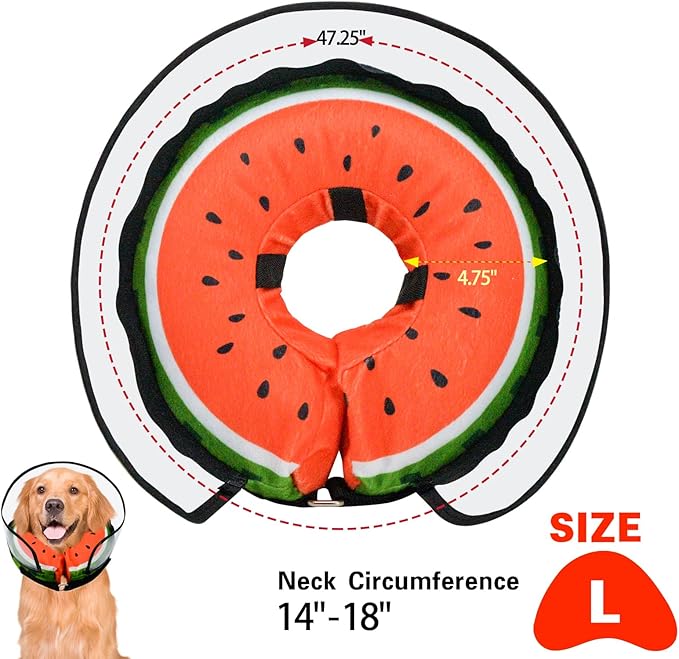 Dog Cone,Dog Surgery Collar,Dog Cones for Small Medium Large Dogs,Inflatable Cone for Dogs,Watermelon Dog Cone Collar, Does not Impede Vision Dog Recovery Collar