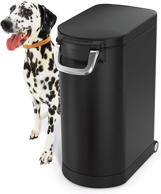 simplehuman 30 Liter, 32 lb / 14.5 kg Large Pet Food Storage Container for Dog Food, Cat Food, and Bird Feed, Matte Black