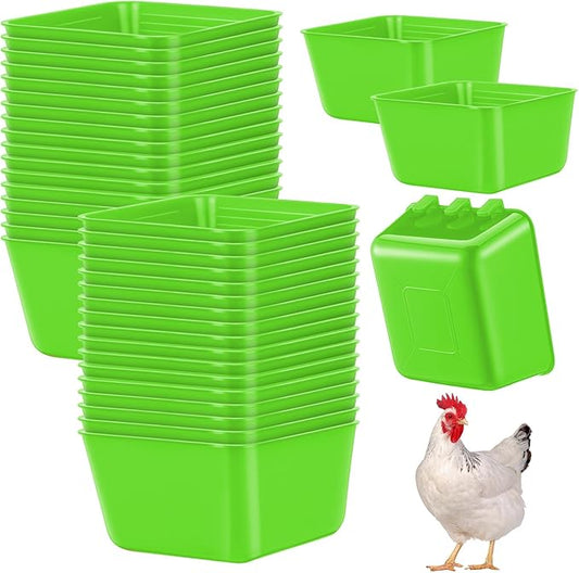 20 Pcs Cage Cups Chicken Feeder Waterer 16 oz Birds Feeders Hanging Bunny Cage Feeder Chicken Water Bowl for Pet Parrot Rooster Parakeet Gamefowl Poultry Pigeon Wire Cage (Green)