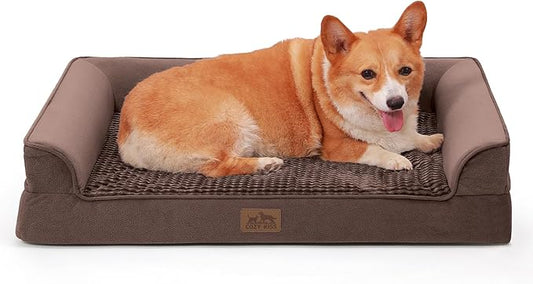 Orthopedic Dog Bed for Large Sized Dogs,Waterproof Dog Sofa Beds Medium, Supportive Foam Pet Couch Bed with Removable Washable Cover,Waterproof Lining and Nonskid Bottom,Brown(U-Shaped)