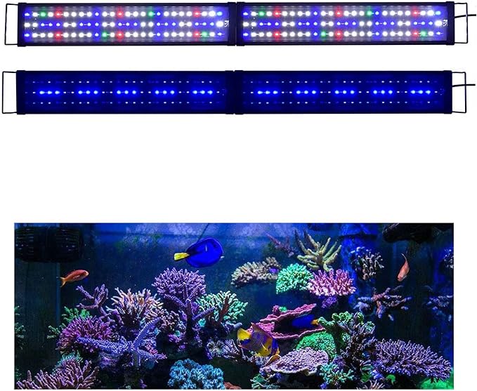 KZKR Upgraded Aquarium Light LED Full Spectrum 48-60 inch Hood Lamp for Freshwater Marine Plant Multi-Color Decorations Light 120-150 cm