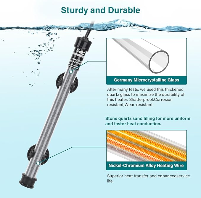 hygger Submersible Aquarium Heater, 100W 150W 200W 300W Adjustable Fish Tahk Heater with Temperature Controller, LED Display, Small Aquarium Betta Heater for up to 20/26/40/48 Gallons
