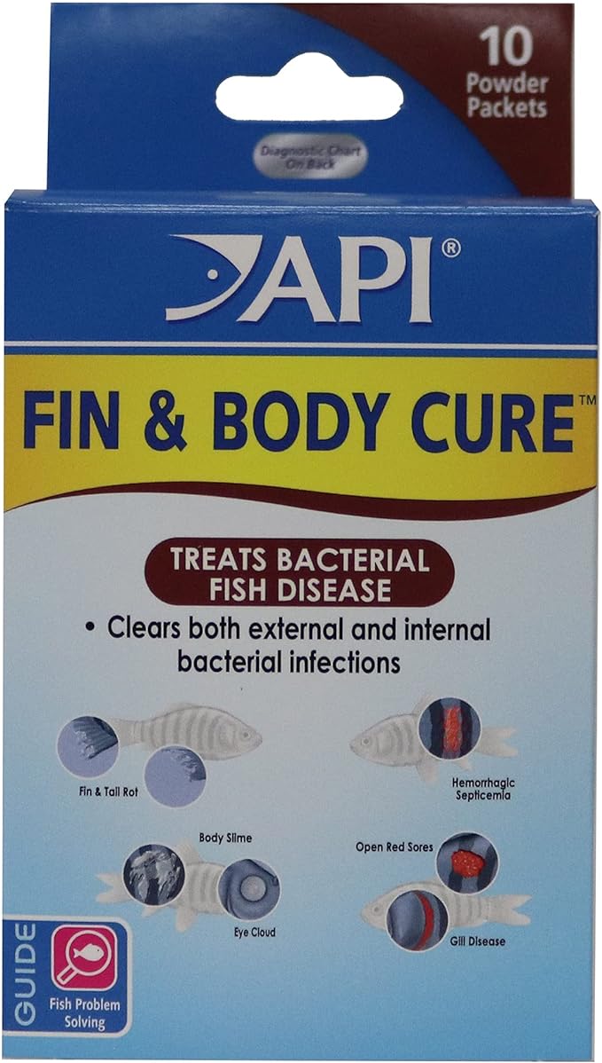 API FIN & BODY CURE Freshwater Fish Powder Medication 10-Count Box