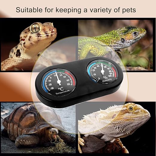 Reptile Terrarium Hydro-Thermograph and Humidity Gauge,Dial Gauges Pet Rearing Box Celsius and Fahrenheit