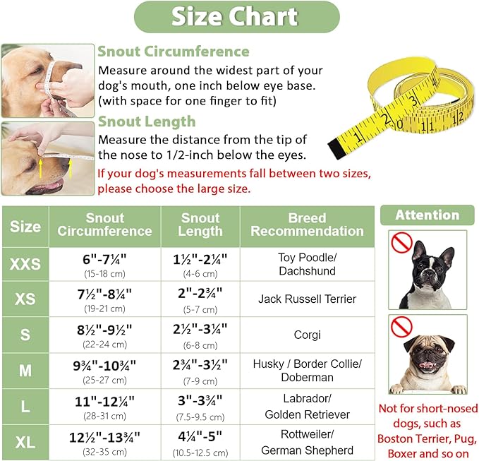 Mayerzon Dog Muzzle, Soft Mesh Muzzle for Small Medium Large Dogs, Adjustable Puppy Muzzles for Scavenging Biting Licking and Chewing, Allows Panting and Drinking