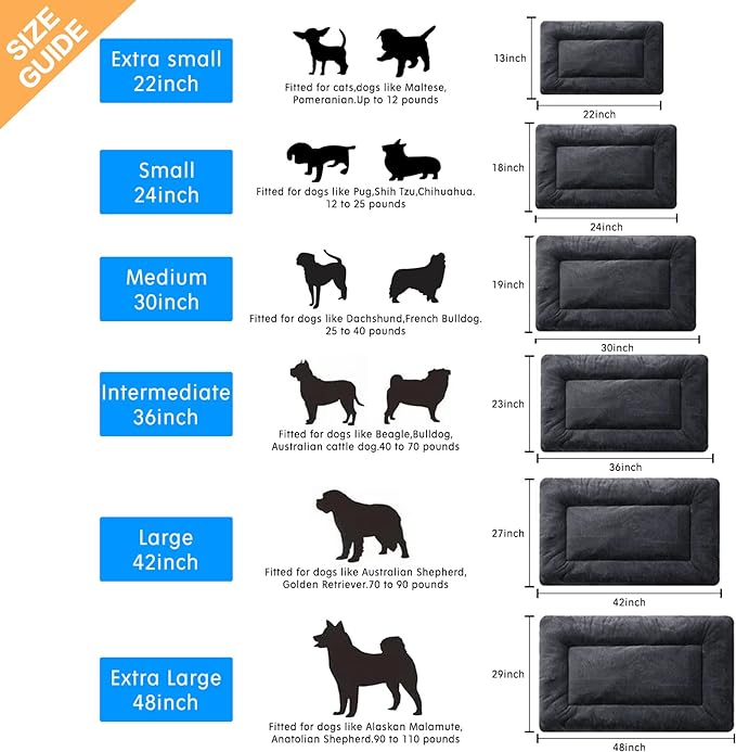 Dog Beds Crate Pad for Extra Small Dogs Fit Metal Dog Crates,Ultra Soft Dog Crate Bed Washable & Anti-Slip Kennel Pad for Dogs Cozy Sleeping Mat,Dark Gray 22inch