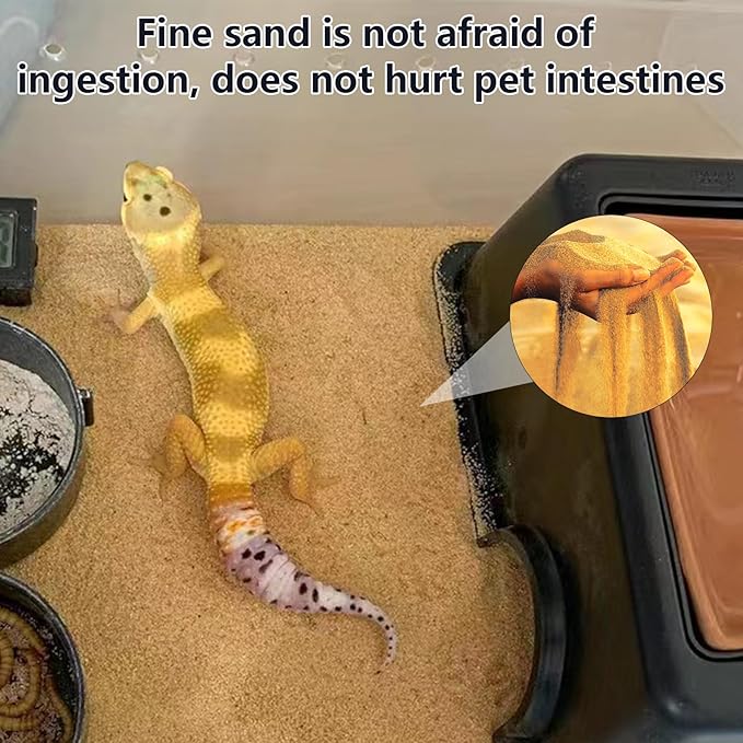 BNOSDM Reptile Sand Bearded Dragons Substrate Sands Lizard Terrarium Bedding Desert Blend for Snakes Geckos Chameleon Tortoise Frogs Scorpion Invertebrates Amphibian（yellow）