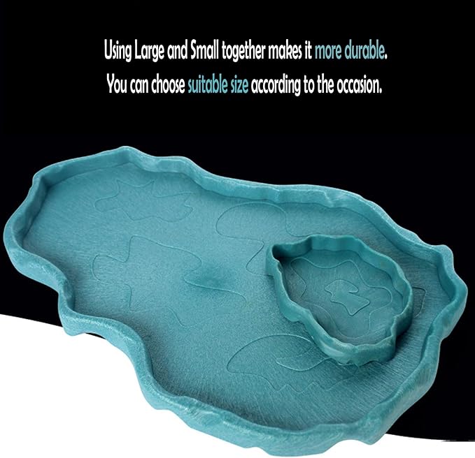 Reptile Food and Water Bowl Turtle Habitat Tortoise Feeder Large and Small Plastic Plates for A Set for Lizard Chameleon Iguana Snake Gecko 2 PCS