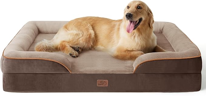 Bedsure Orthopedic Dog Bed for Extra Large Dogs - XL Plus Waterproof Dog Sofa Beds, Supportive Foam Pet Couch Bed with Removable Washable Cover, Waterproof Lining and Nonskid Bottom, Brown