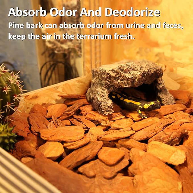 Hamiledyi Reptile Bark Bedding Tortoise Habitat Substrate Natural Terrarium Bark Wood Chips Tank Supplies for Snake Spiders Bearded Dragons Hermit Crabs Geckos