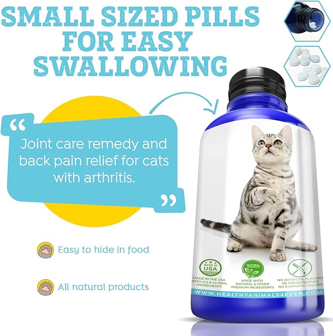 Healthy Animals 4 Ever Arthritis Remedy for Cats - Restore Energy & Vitality - Support Hip & Joint Health - Minimize Pain - All-Natural, Non-GMO, Organic - Preservative & Chemical Free - 300 ct