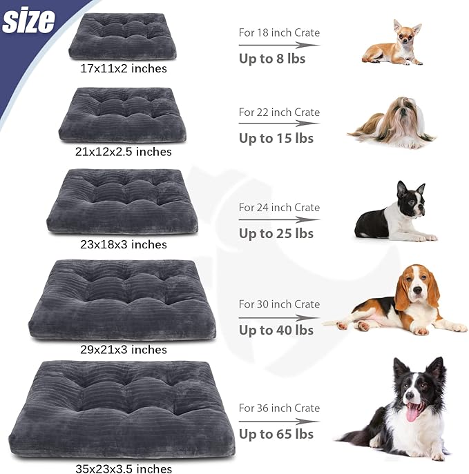 Dog Crate Bed Washable Dog Beds for XX-Small Dogs Deluxe Thick Flannel Fluffy Comfy Kennel Pad Anti-Slip & Anti-Scratch Pet Sleeping Mat, 17 x 11 Inch, Gray