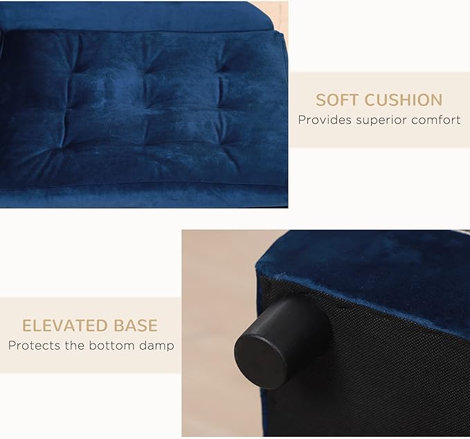 PawHut Luxury Fancy Dog Bed for Small Dogs with Hidden Storage, Small Dog Couch with Soft 3" Foam, Dog Sofa Bed, Cushy Dog Bed, Modern Pet Furniture for Puppies and Little Breeds, Blue